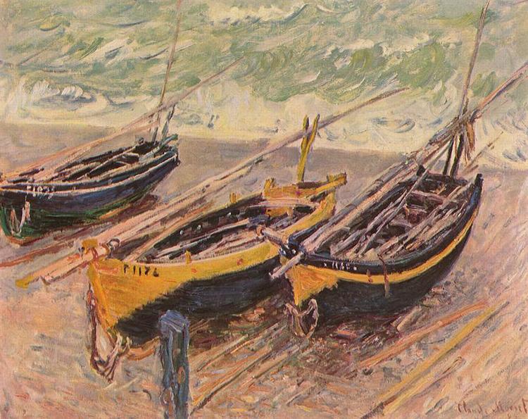 Claude Monet Three Fishing Boats oil painting image